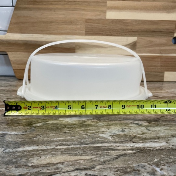 Tupperware White Pie Taker #719 & White Divided Tray #405 & 1 Clear Handle VTG - Picture 4 of 14